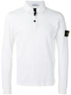 Stone Island Long-sleeve Polo Shirt, Men's, Size: Small, White, Cotton