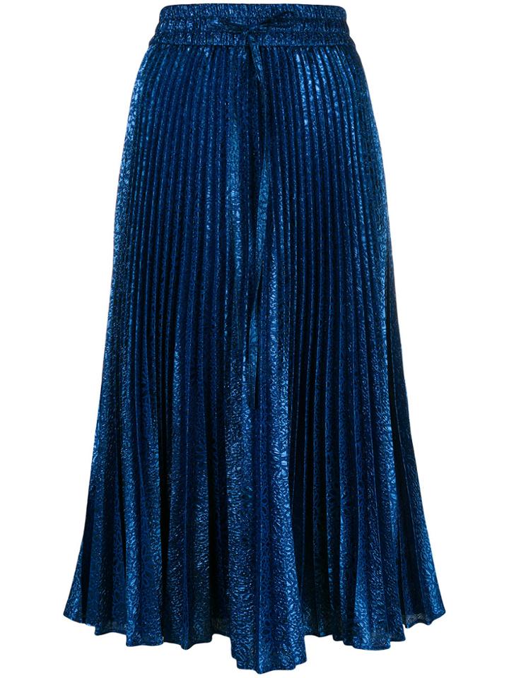 Red Valentino Metallic Pleated Skirt - Blue