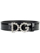 Dolce & Gabbana Embellished Logo Belt - Black