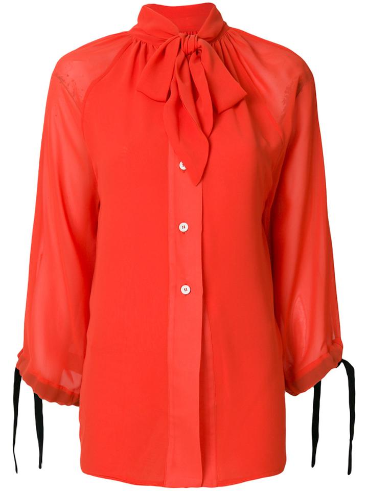 Eudon Choi Tie Neck Floaty Blouse - Yellow & Orange