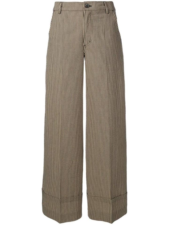 Ganni Striped Wide-leg Trousers - Neutrals