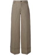 Ganni Striped Wide-leg Trousers - Neutrals