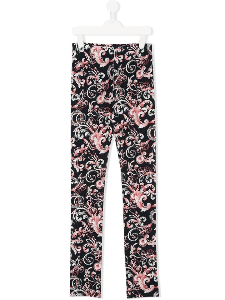 Young Versace Teen Baroque Print Leggings - Blue