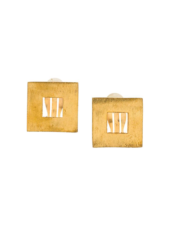 Yves Saint Laurent Vintage Square Earrings - Metallic