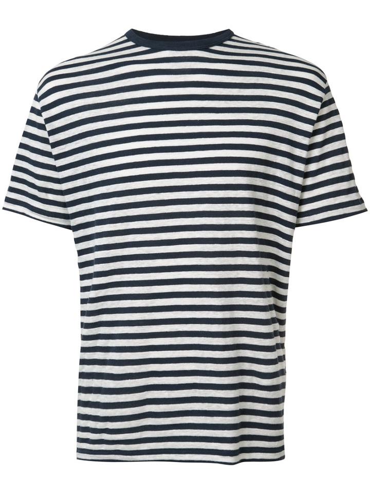Officine Generale Breton Stripe T-shirt, Men's, Size: Xl, Black, Cotton/linen/flax
