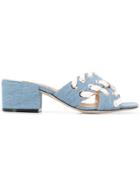 Sergio Rossi Denim Lace-up Detailed Sandals - Blue