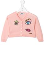 Moschino Kids Patch Cardigan, Girl's, Size: 10 Yrs, Pink/purple