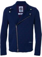 Education From Youngmachines Dotted Back Quote Biker Jacket, Men's, Size: 3, Blue, Polyester