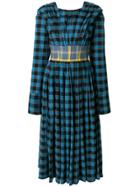 Natasha Zinko Checked Belted Dress - Blue