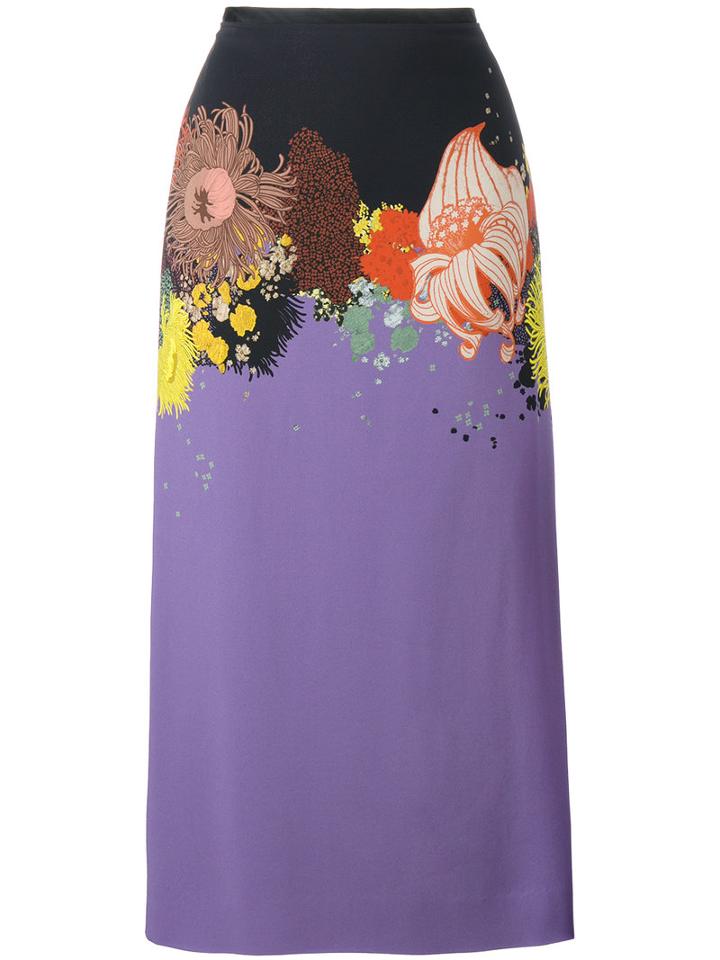 Dries Van Noten Selma Long Floral Print Skirt, Women's, Size: 34, Pink/purple, Spandex/elastane/viscose