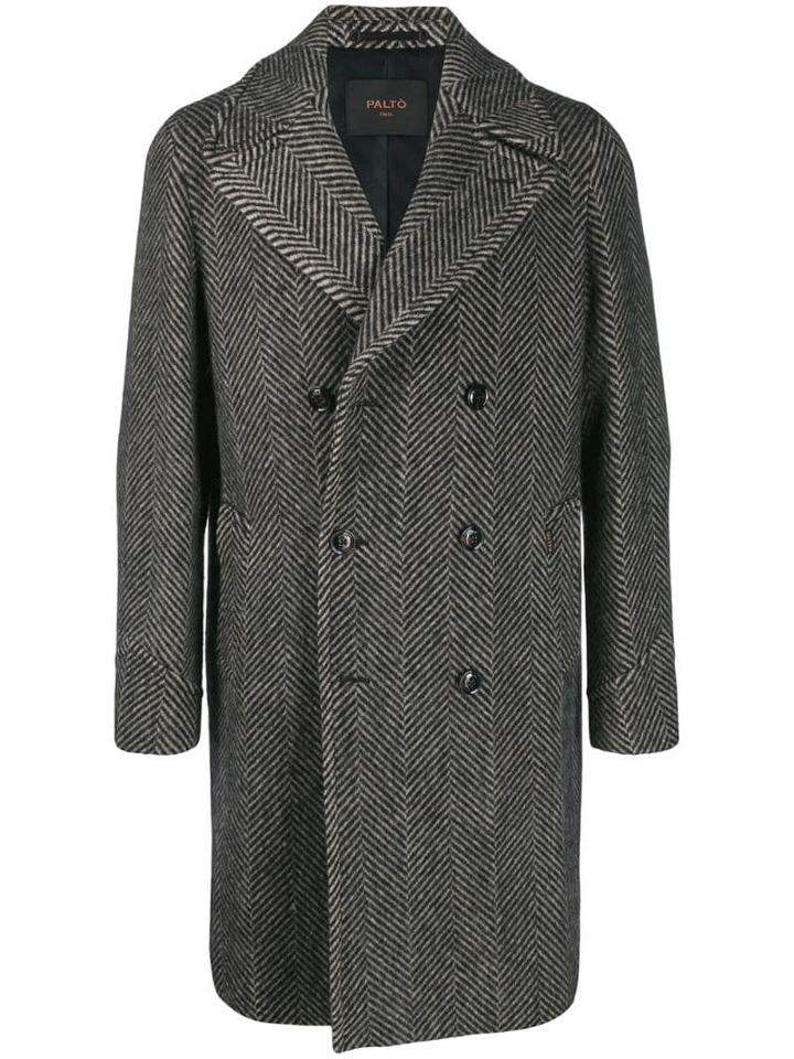 Paltò Herringbone Tailored Coat - Grey