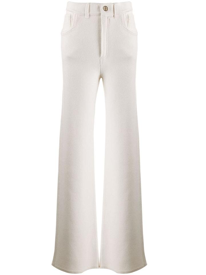 Barrie Wide-leg Knitted Trousers - White
