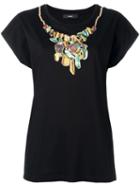 Diesel Necklace Print T-shirt, Women's, Size: Medium, Black, Cotton