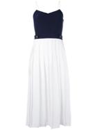 Victoria Victoria Beckham - Pleated Contrast Dress - Women - Silk/polyester - 6, White, Silk/polyester