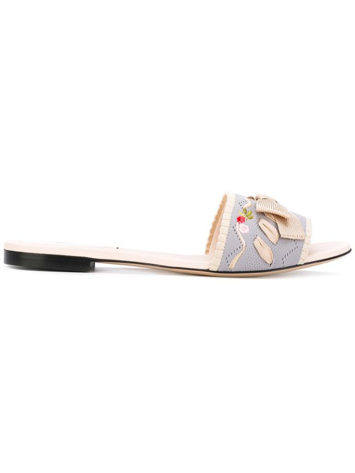 Fendi Knit Slider Sandals - Nude & Neutrals