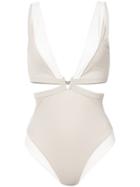 Derek Lam Cut Out One Piece With Hardware - Nude & Neutrals