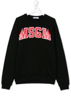 Msgm Kids Teen Printed Logo Sweatshirt - Black