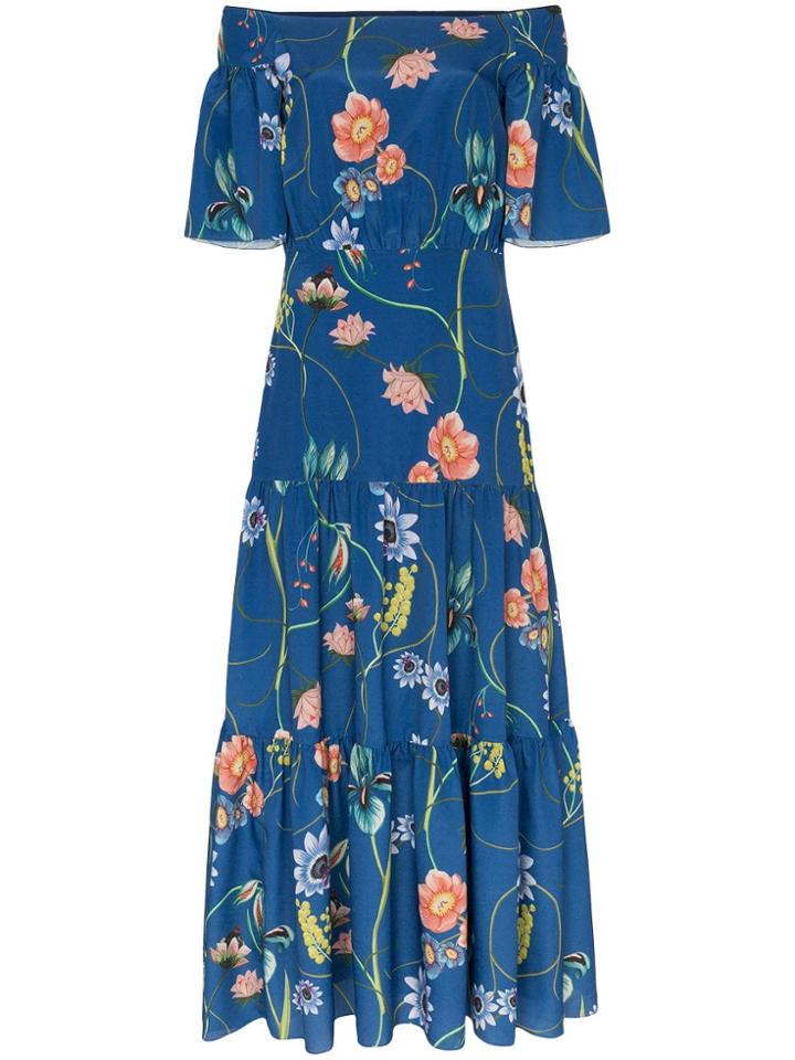 Borgo De Nor Off The Shoulder Floral Print Maxi Dress - Blue