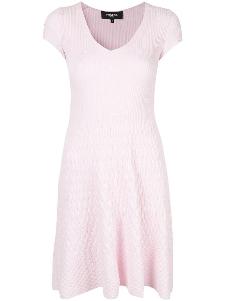 Paule Ka Textured Flared Dress - Pink
