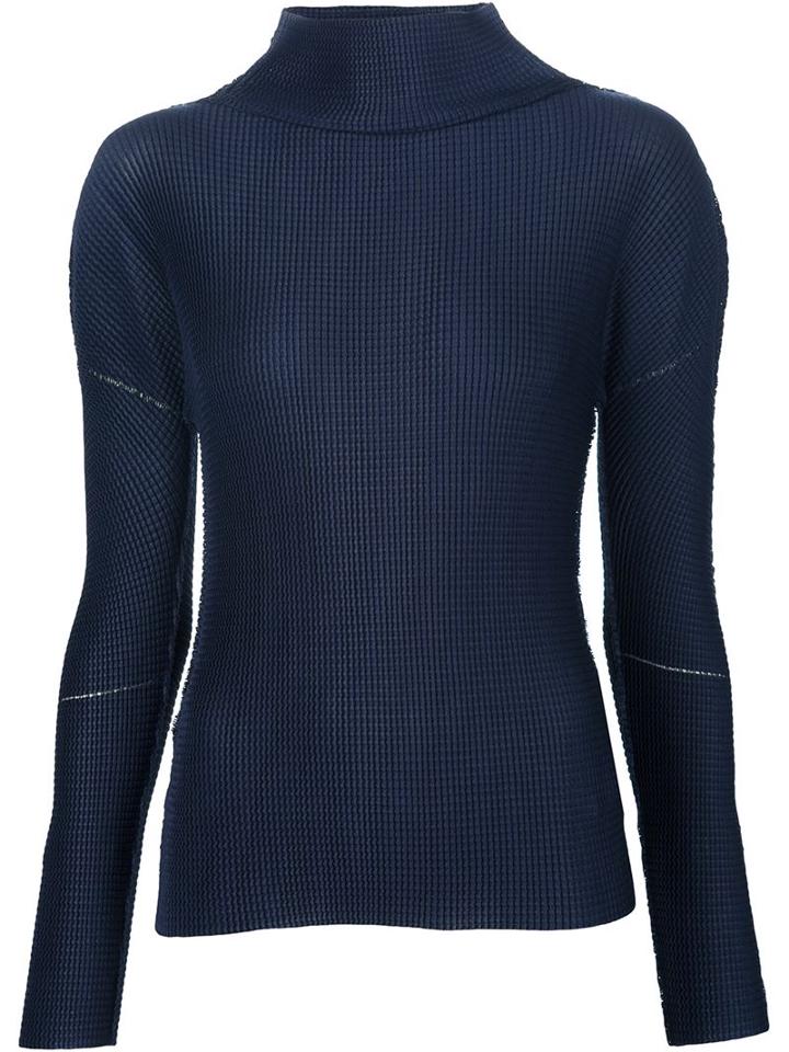 Issey Miyake Cauliflower Pleated High Neck Jumper