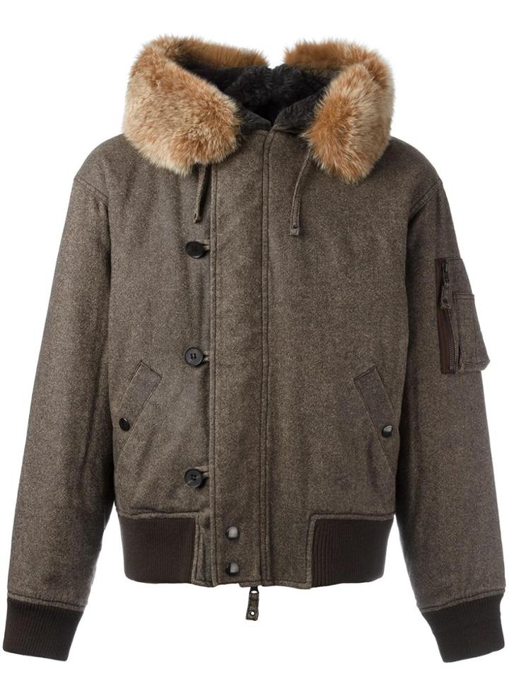 Jean Paul Gaultier Vintage Faux Fur Split Hood Bomber Jacket - Brown