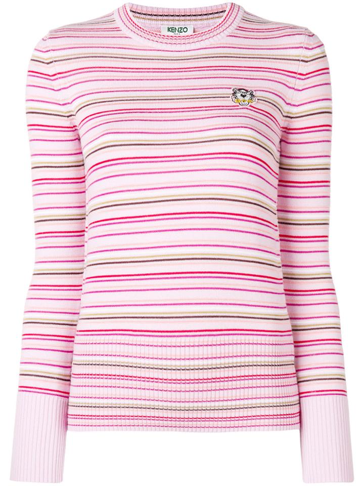 Kenzo Tiger Crest Striped Sweater - Pink & Purple