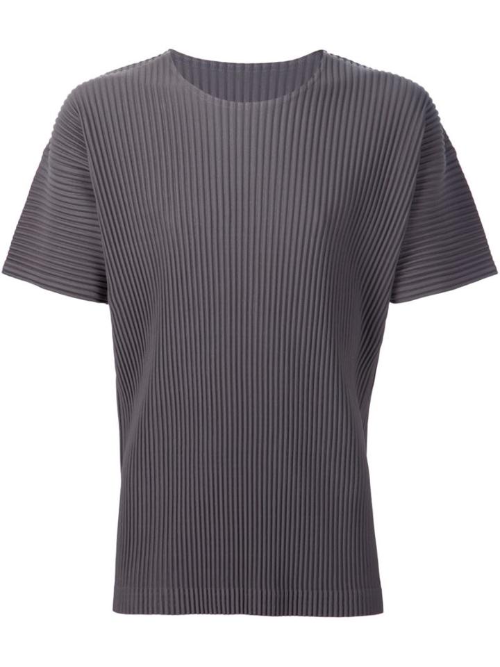 Homme Plissé Issey Miyake Pleated T-shirt, Men's, Size: 4, Grey, Polyester