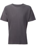 Homme Plissé Issey Miyake Pleated T-shirt, Men's, Size: 4, Grey, Polyester