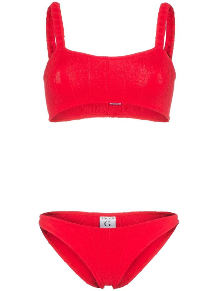 Hunza G Anseksi Ribbed Seersucker Bikini - Red