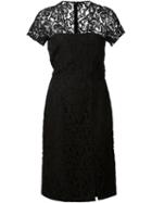 Carven Lace Shoulder Panel Dress, Women's, Size: 6, Black, Cotton/nylon/polyester/viscose