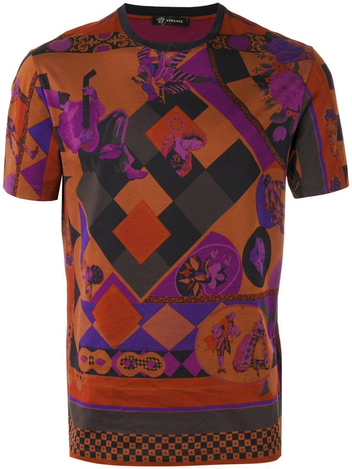 Versace Geometric Print T-shirt, Men's, Size: Large, Cotton