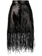 Msgm Sequin Fringed Skirt - Black