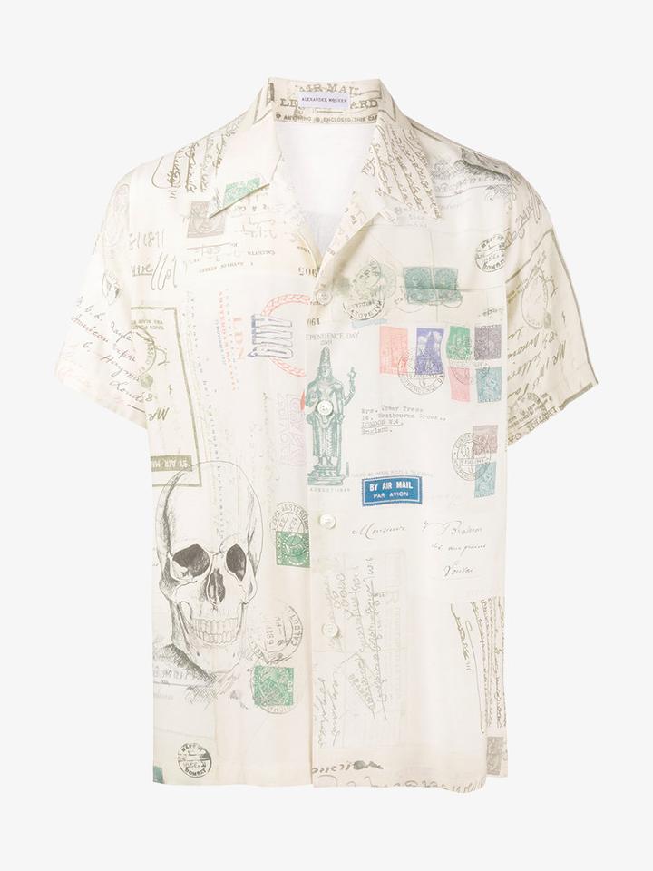 Alexander Mcqueen Letters From India Printed Shirt, Men's, Size: 16 1/2, Nude/neutrals, Viscose