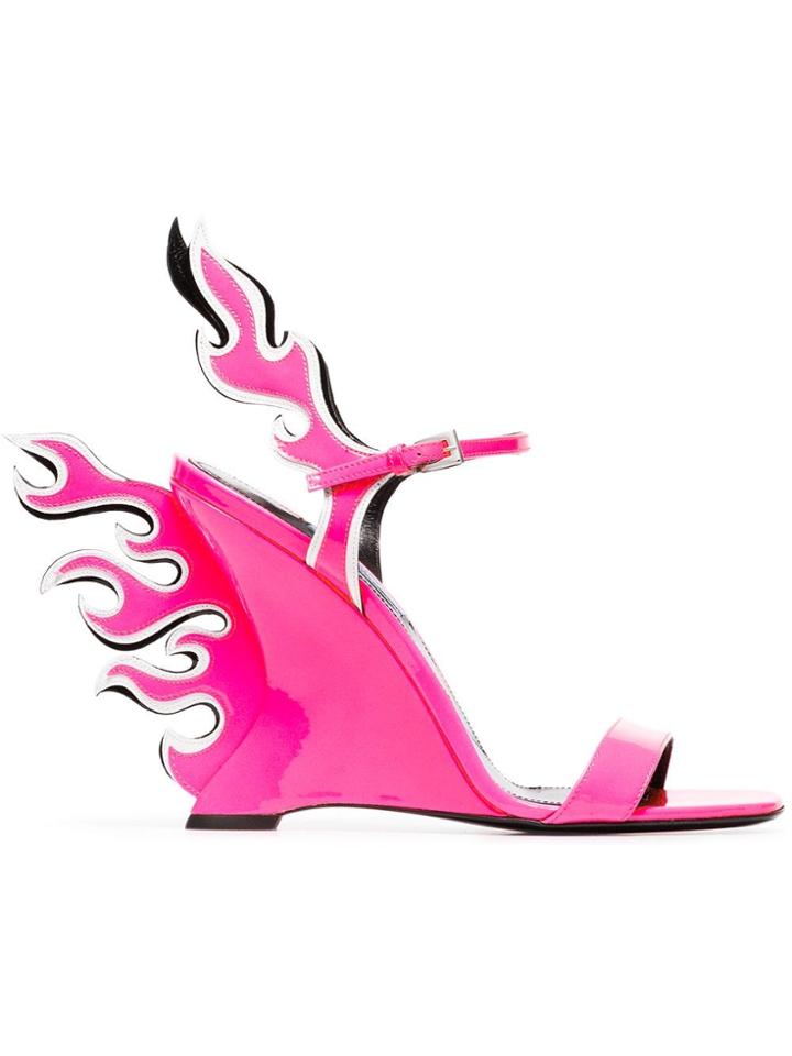 Prada Prada 100 Flame Ptnt Wdge Sndl - Pink & Purple