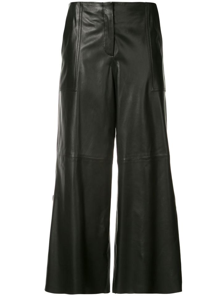 Hellessy - Cropped Trousers - Women - Silk/lamb Skin - 4, Black, Silk/lamb Skin
