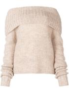 Mcq Alexander Mcqueen Off-the-shoulder Jumper - Neutrals