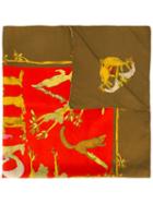 Hermès Vintage Logo Print Scarf, Women's, Red