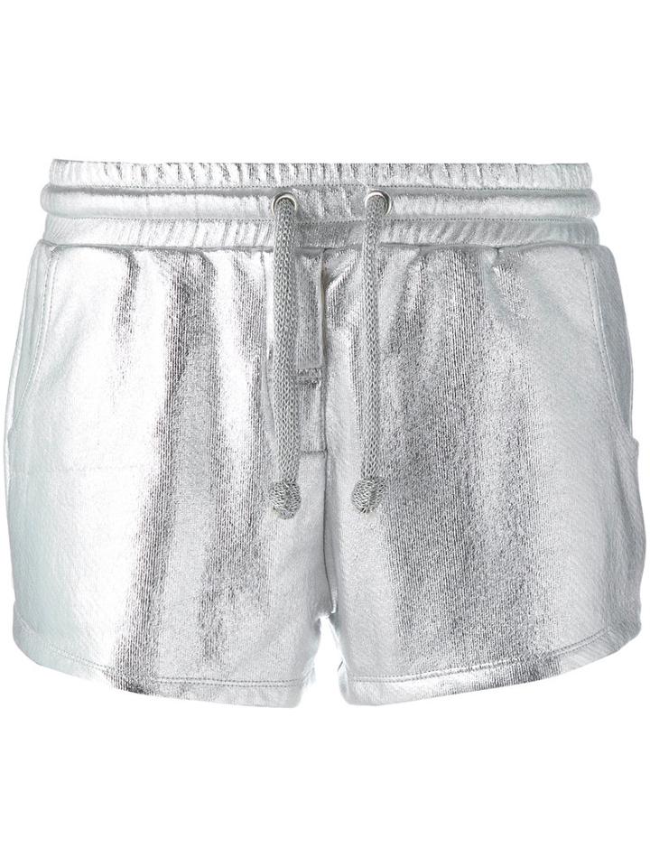 Zoe Karssen Metallic (grey) Drawstring Shorts, Women's, Size: Small, Cotton/polyester/viscose