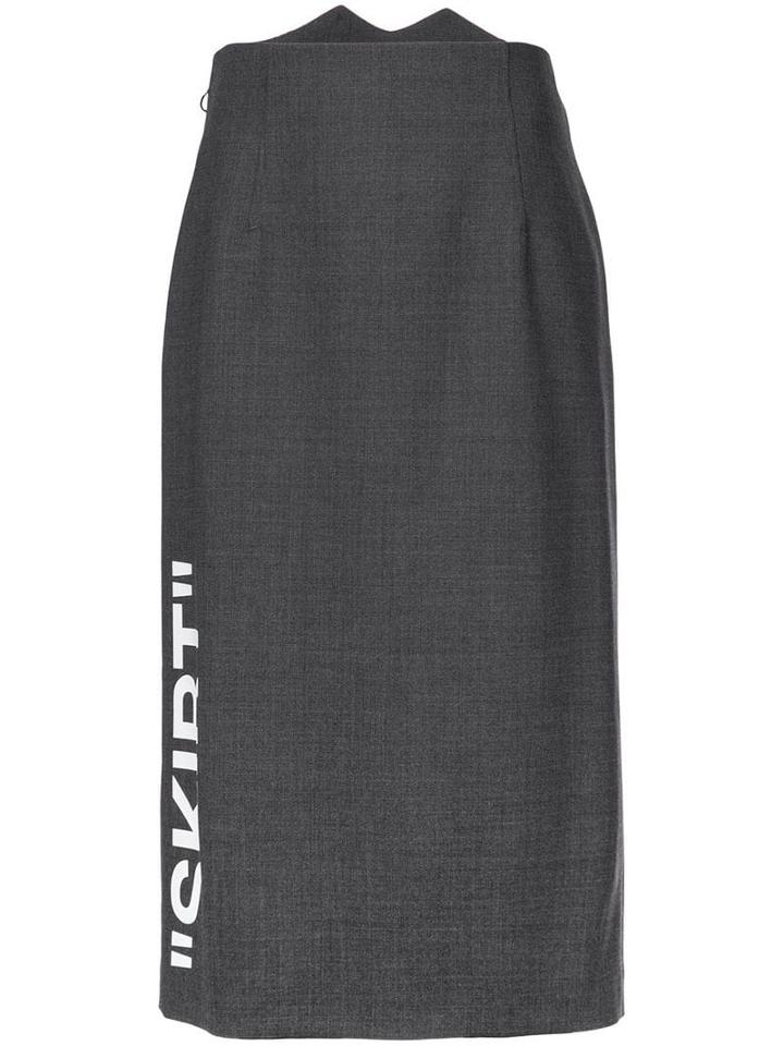 Off-white Slogan Midi Skirt - Grey