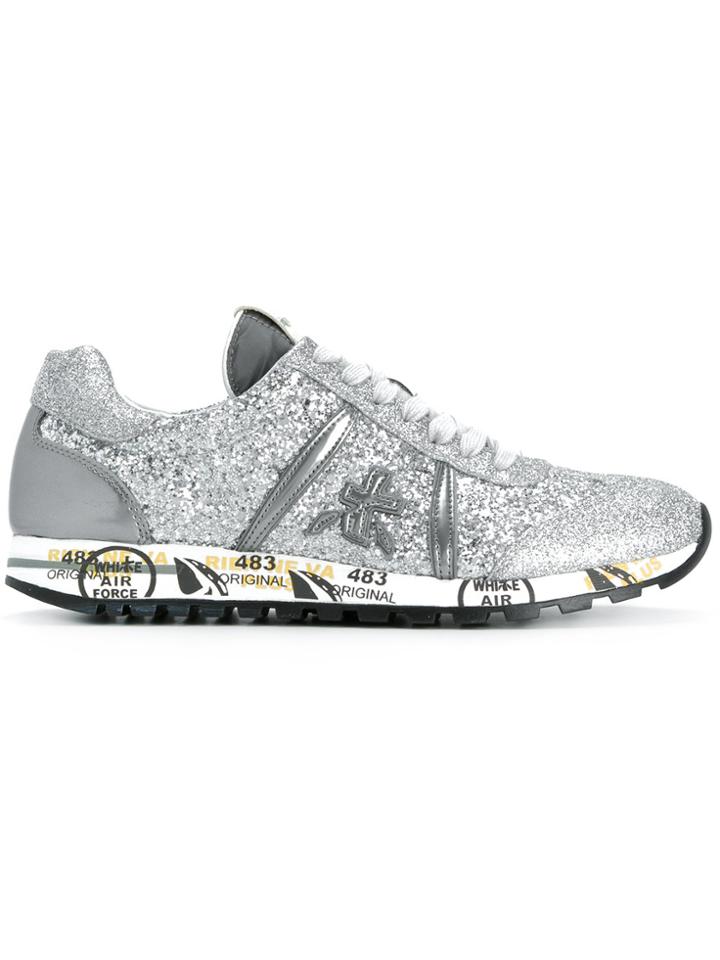 White Premiata Lucy Sneakers - Metallic