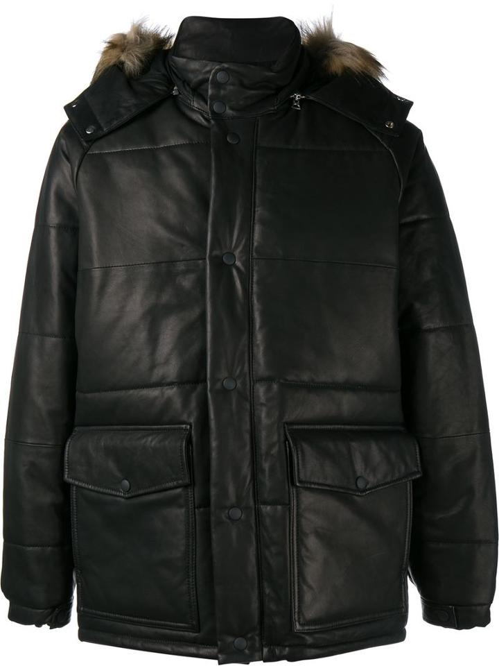 Our Legacy Hooded Puffer Jacket, Men's, Size: 50, Black, Leather/cotton/viscose/polyester