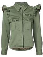 Marc Jacobs - Ruffled-shoulder Jacket - Women - Cotton - 8, Green, Cotton
