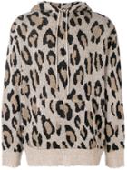 R13 Leopard Print Knitted Hoodie - Brown