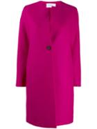 Harris Wharf London Single Breasted Collarless Coat - Pink