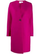 Harris Wharf London Single Breasted Collarless Coat - Pink