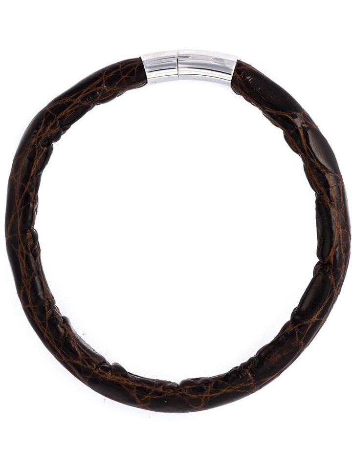 Tateossian Alligator Cobra Bracelet, Men's, Brown, Silver/leather