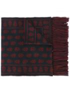 Alexander Mcqueen 'large Upside Down Skulls' Scarf - Blue