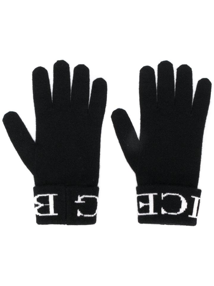 Iceberg Logo Gloves - Black