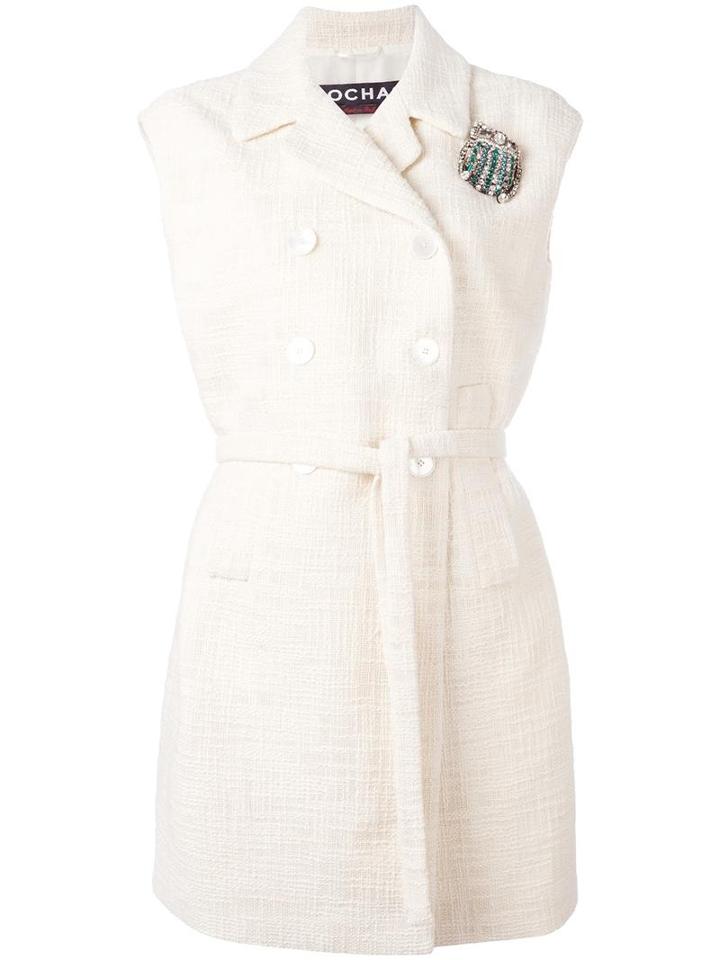 Rochas Sleeveless Coat, Women's, Size: 44, White, Silk/cotton