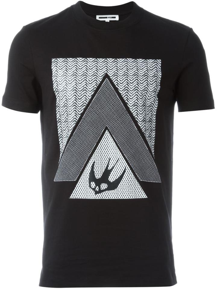 Mcq Alexander Mcqueen Swallow Glyph Print T-shirt, Men's, Size: L, Black, Cotton